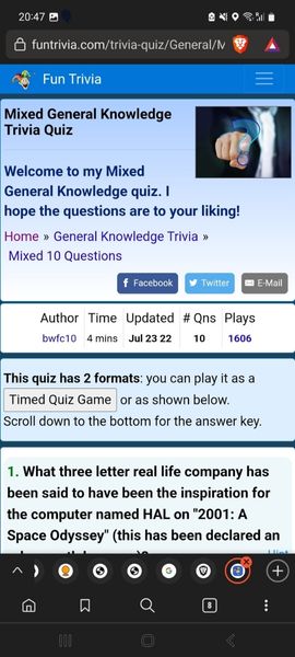 Fun Trivia quiz website screenshot 2